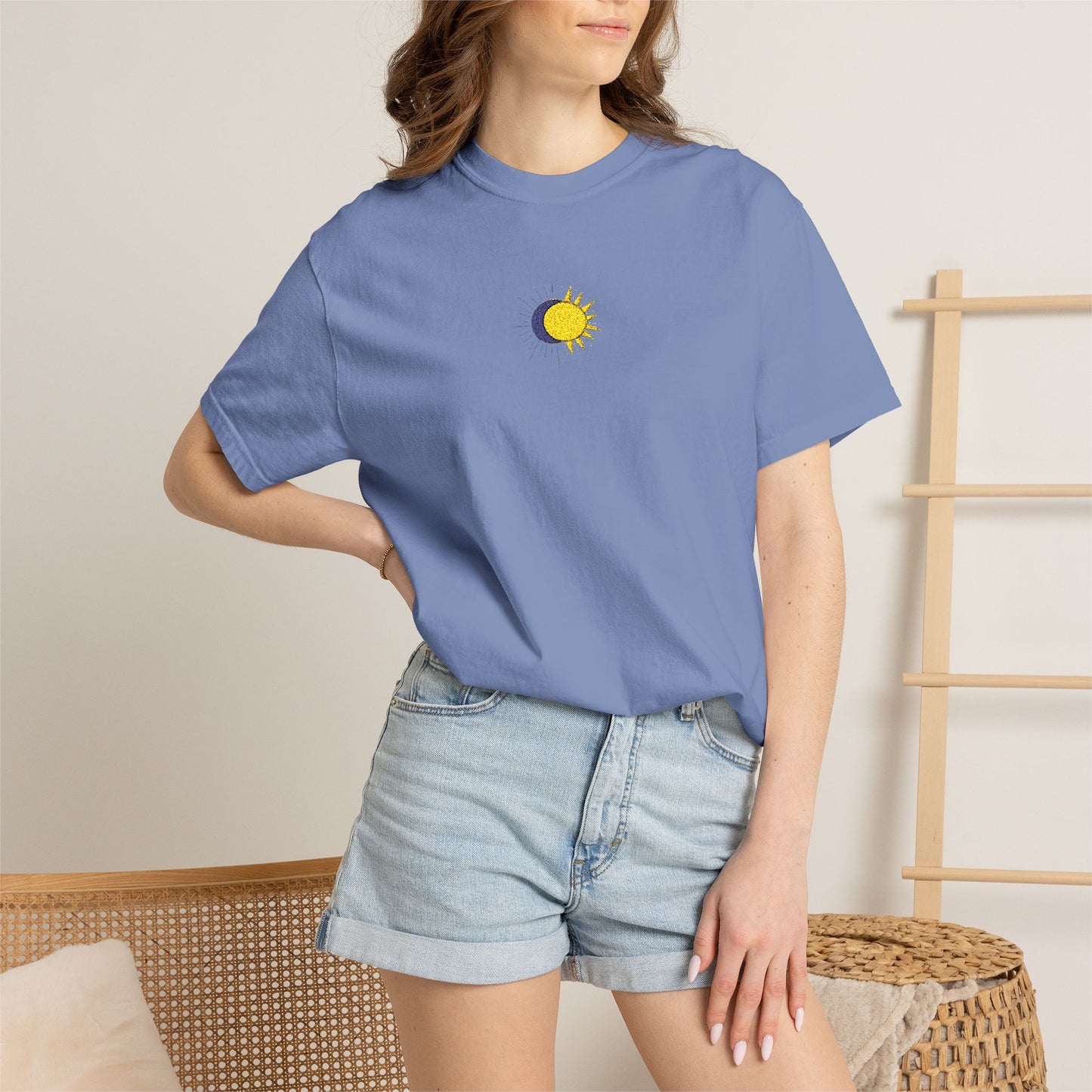 Sun Moon Embroidered T-Shirt