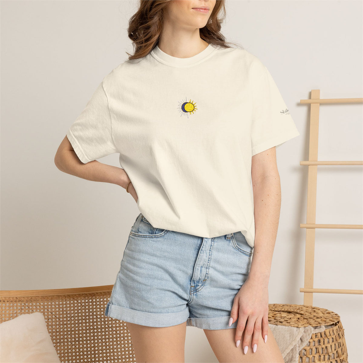Sun Moon Embroidered T-Shirt