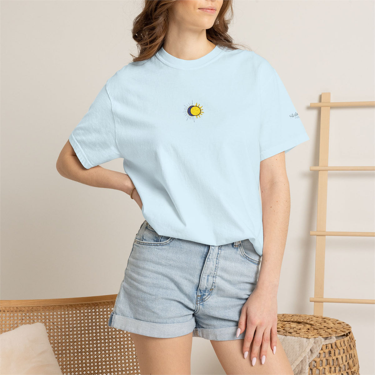 Sun Moon Embroidered T-Shirt