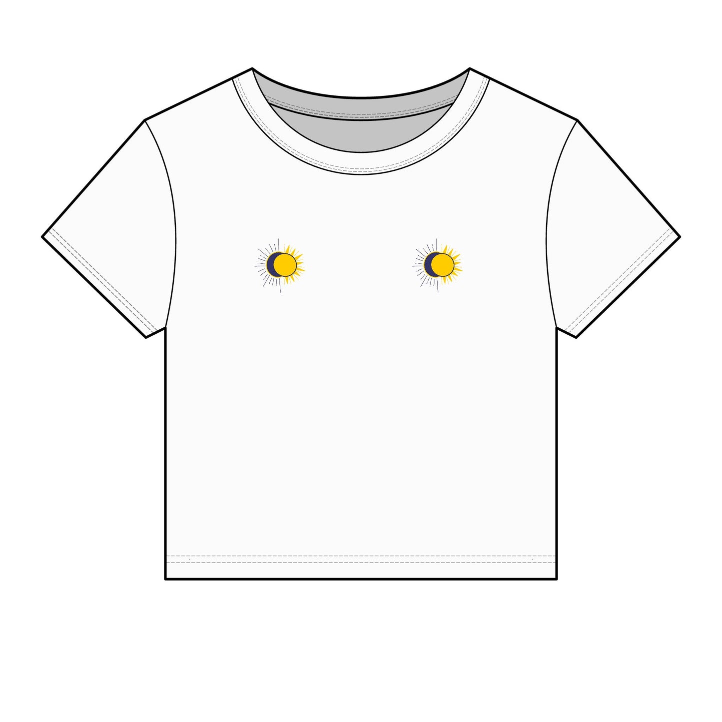 Sun and Moon Embroidered - Women's Crop Tee