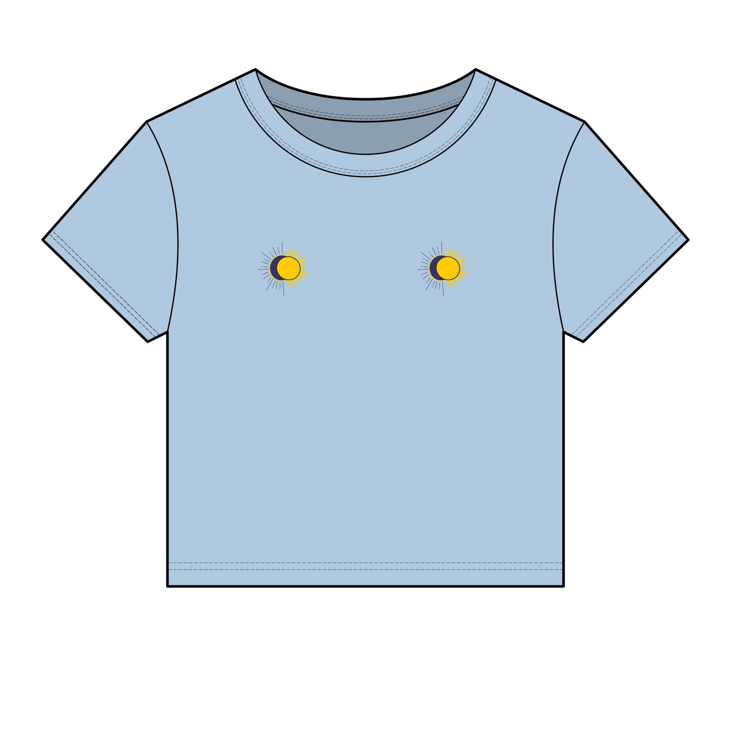 Sun and Moon Embroidered - Women's Crop Tee