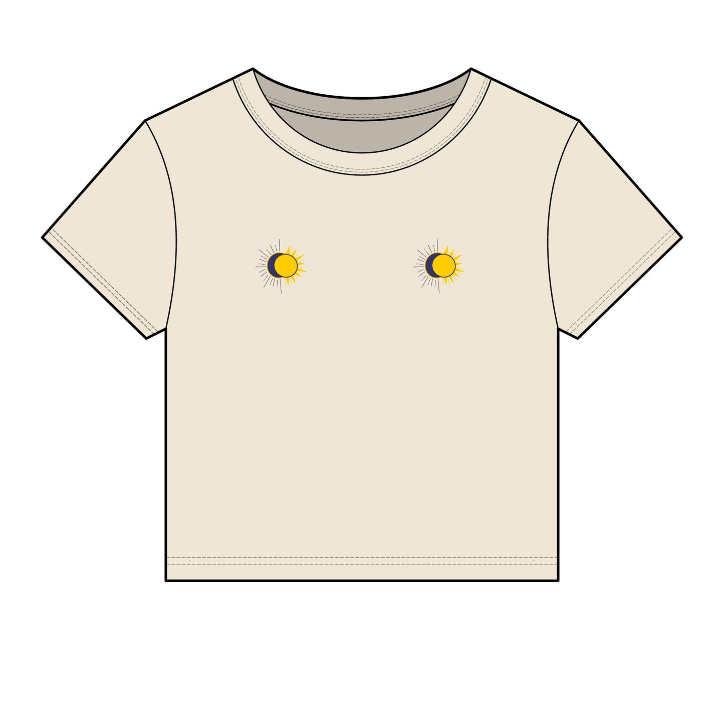 Sun and Moon Embroidered - Women's Crop Tee
