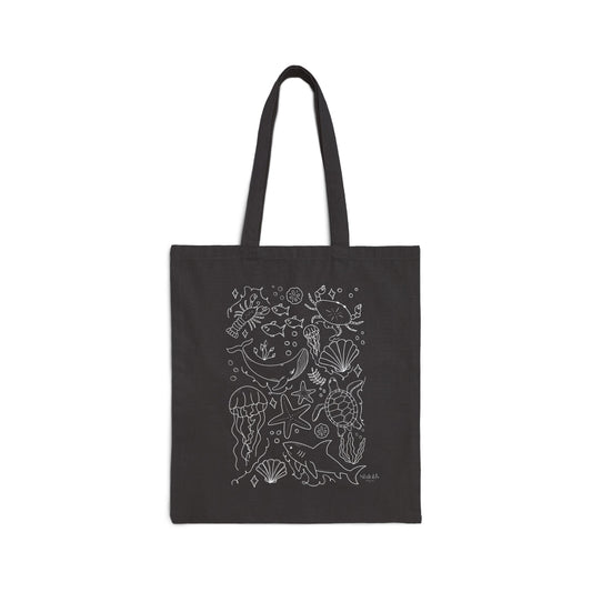 Underwater Canvas Tote — Sea Creatures Beach Bag