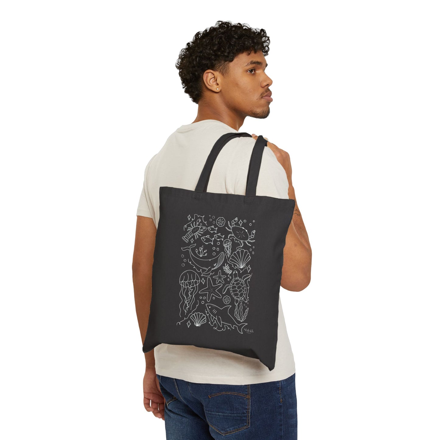 Underwater Canvas Tote — Sea Creatures Beach Bag